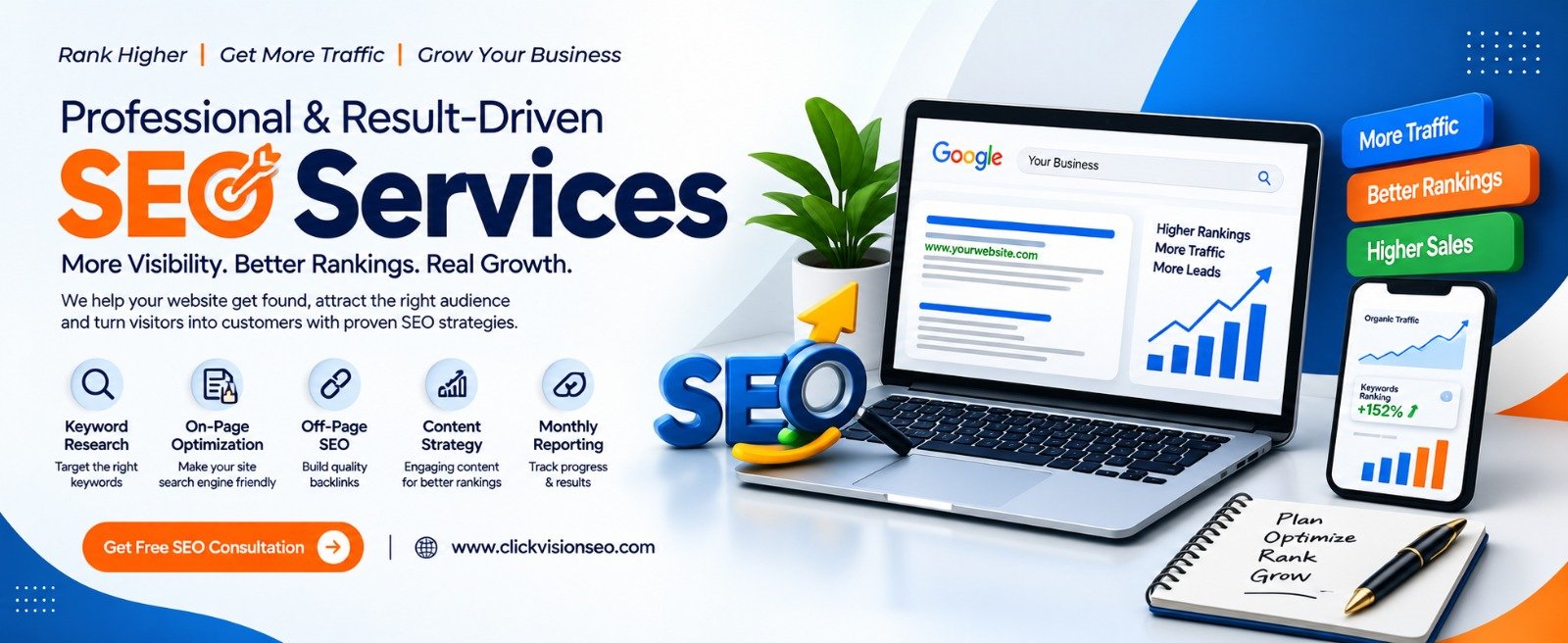 Boost your website’s search engine visibility with strategic SEO optimization. Improve keyword rankings and attract relevant organic traffic .
